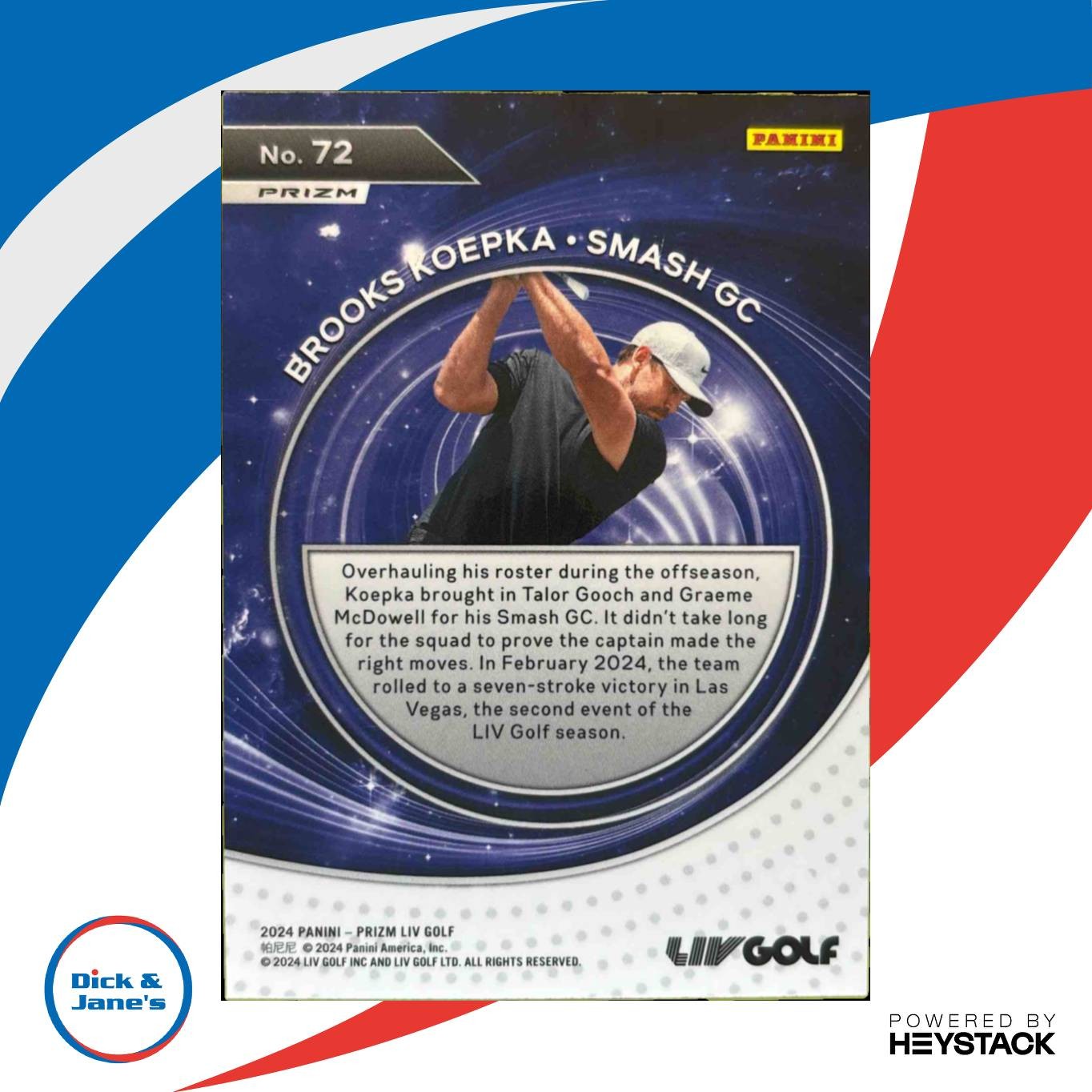 2024 Panini Prizm LIV Golf Brooks Koepka Captains Silver #72 Smash GC Sports Cards