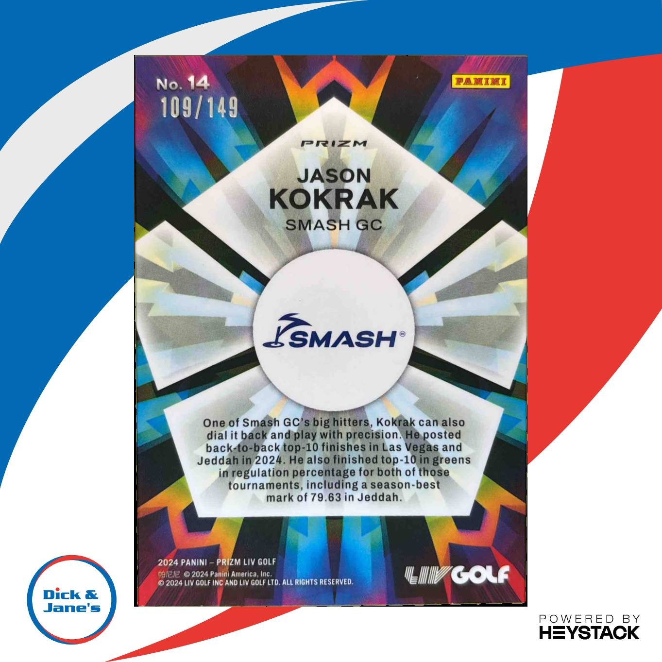 2024 Panini Prizm LIV Jason Kokrak Kaleidoscopic Red Prizms 109/149 #14 Smash GC Sports Cards