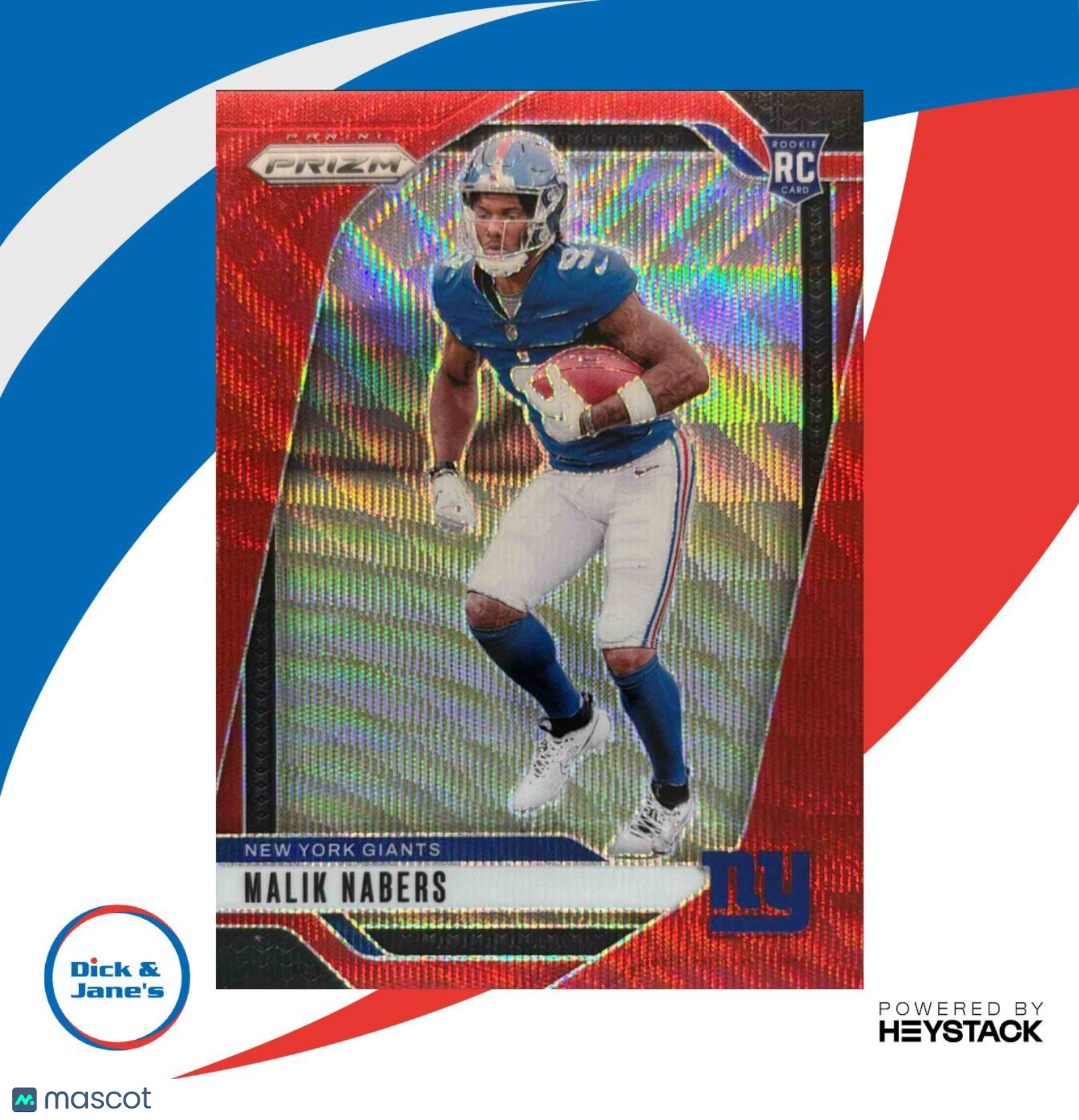 2024 Panini Prizm Malik Nabers Red Wave 29/149 #370 RC New York Giants - Sports Cards