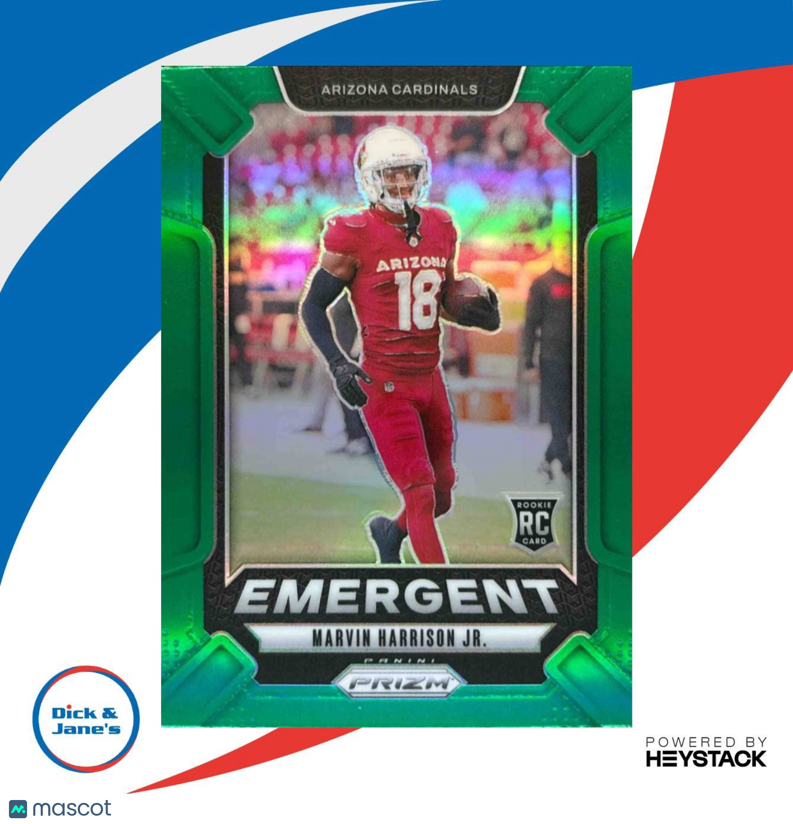 2024 Panini Prizm Marvin Harrison Jr. Emergent Green #5 RC Arizona Cardinals - Sports Cards