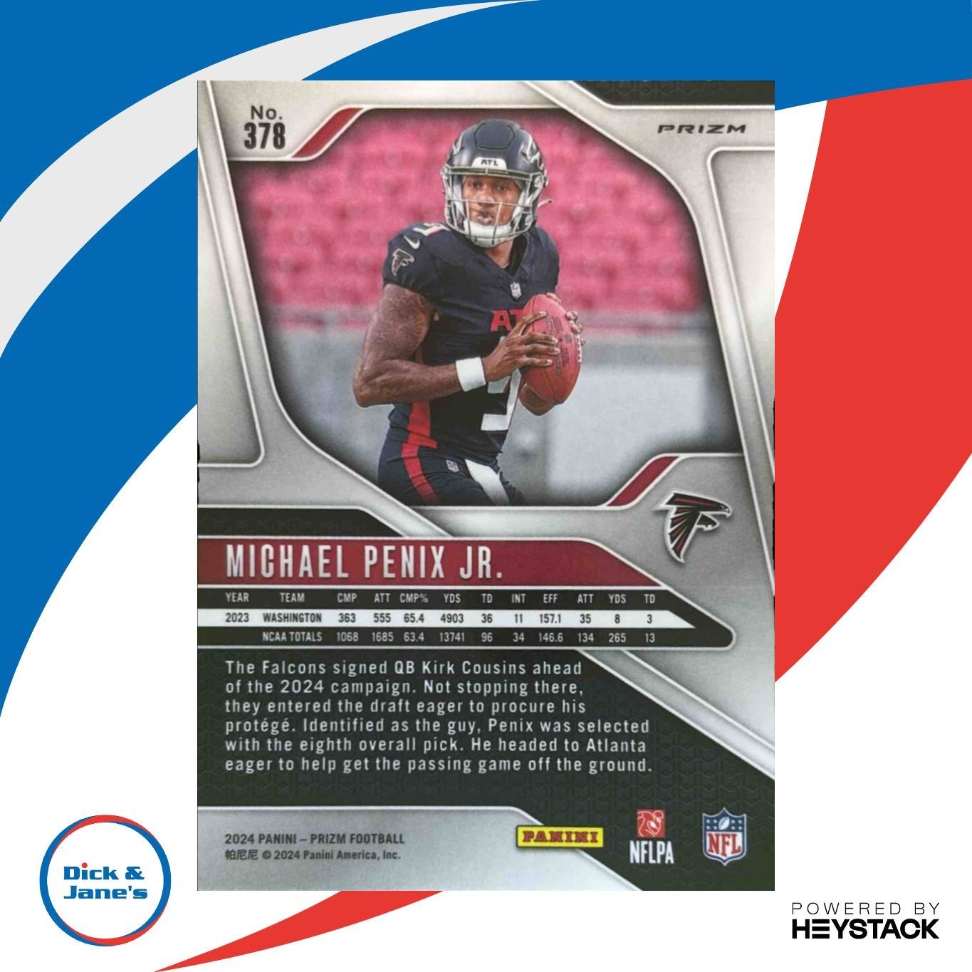 2024 Panini Prizm Michael Penix Jr. Lazer #378 RC Atlanta Falcons - Sports Cards