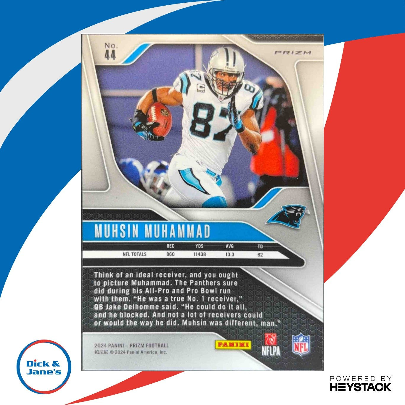 2024 Panini Prizm Muhsin Muhammad Black and White Checker #44 Carolina Panthers - Sports Cards
