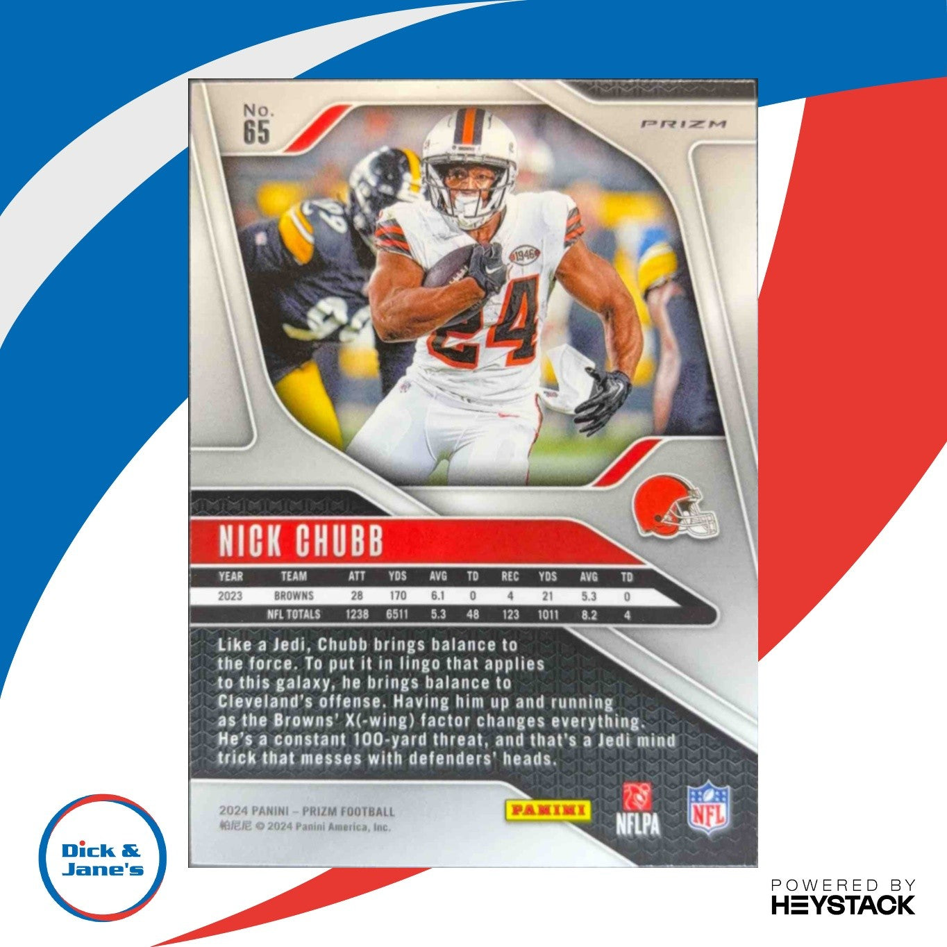 2024 Panini Prizm Nick Chubb Black and White Checker #65 Cleveland Browns - Sports Cards