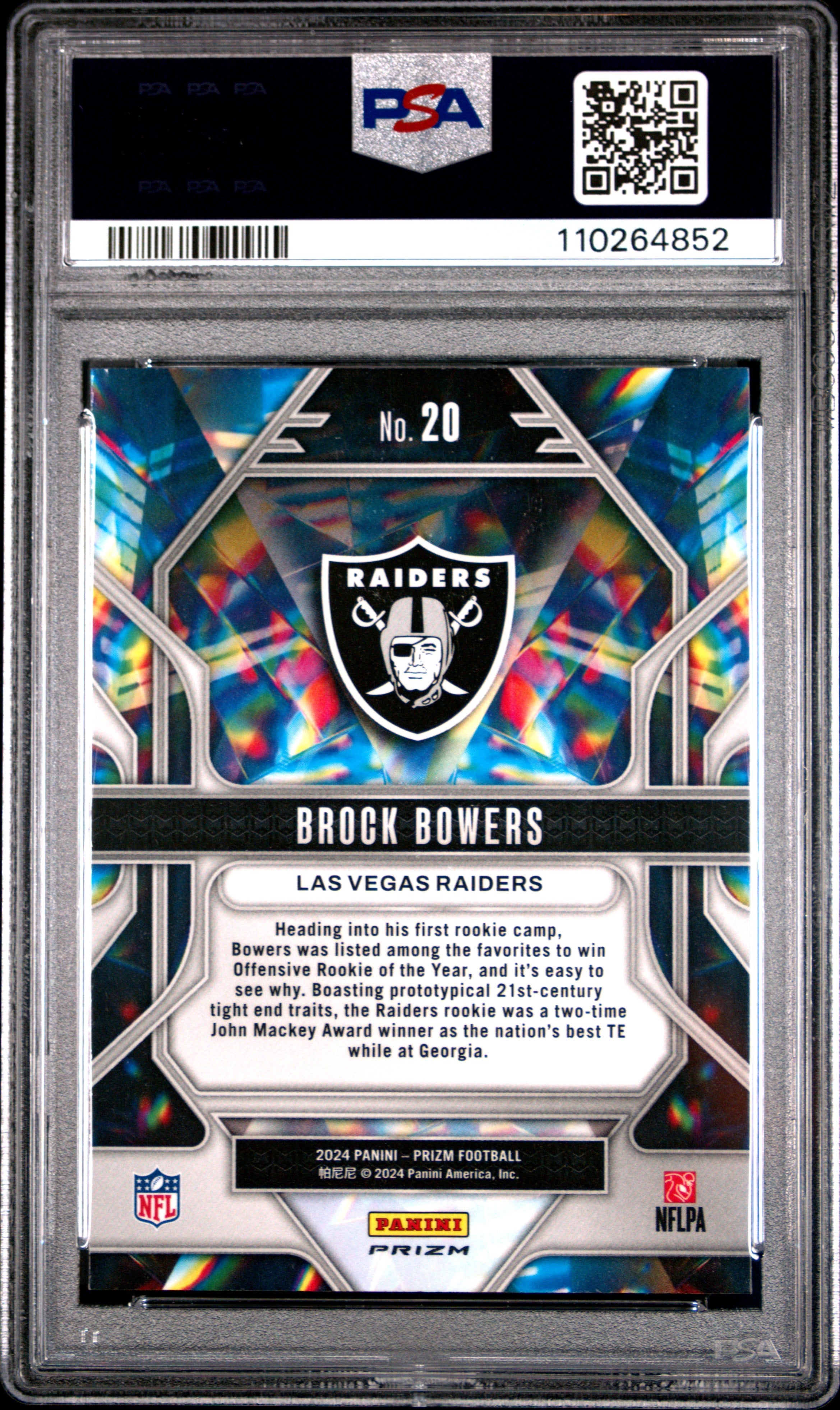 2024 Panini Prizm Prizmatic Brock Bowers Green #20 PSA 10 - Graded Sports Cards