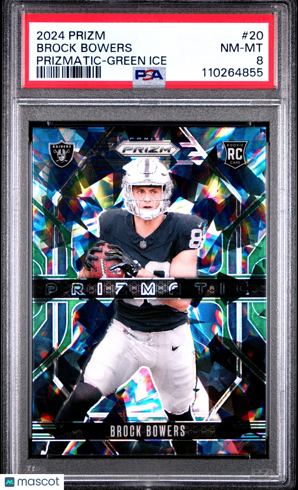 2024 Panini Prizm Prizmatic Brock Bowers Green Ice #20 PSA 8 - Graded Sports Cards