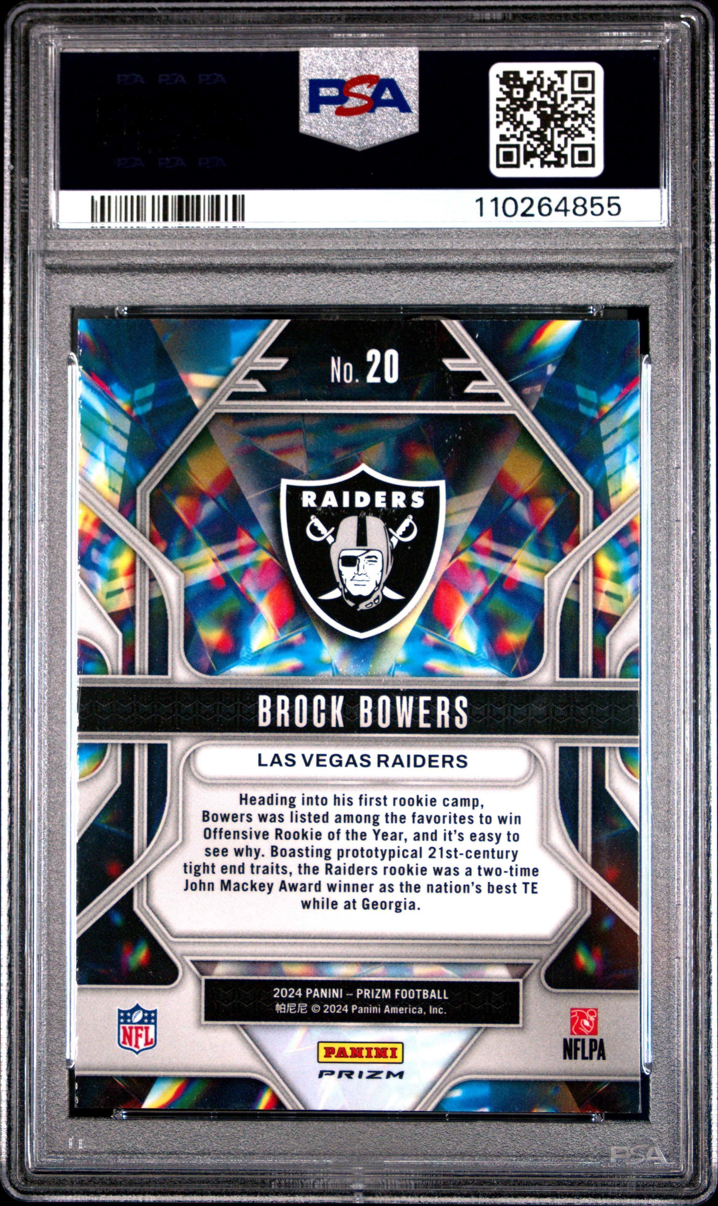 2024 Panini Prizm Prizmatic Brock Bowers Green Ice #20 PSA 8 - Graded Sports Cards