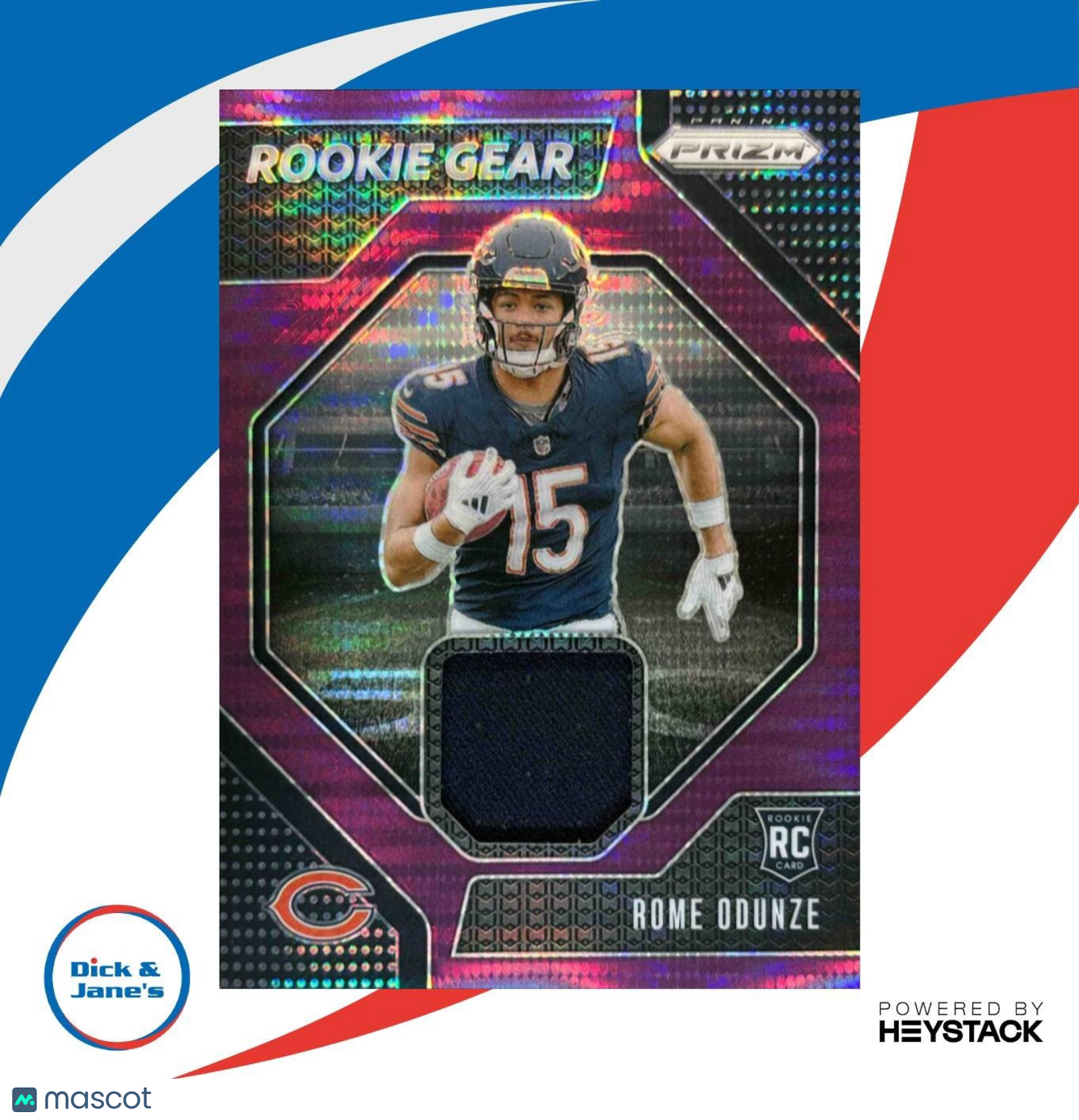 2024 Panini Prizm Rome Odunze Rookie Gear Purple Pulsar MEM RC Chicago Bears - Sports Cards