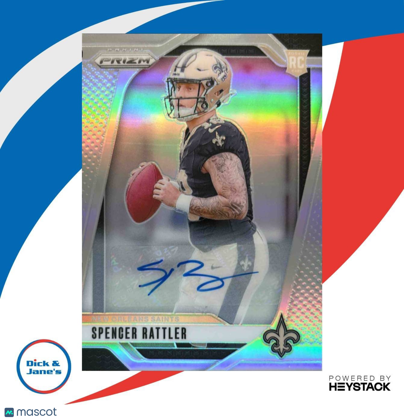 2024 Panini Prizm Spencer Rattler Auto Silver #388 RC New Orleans Saints - Sports Cards