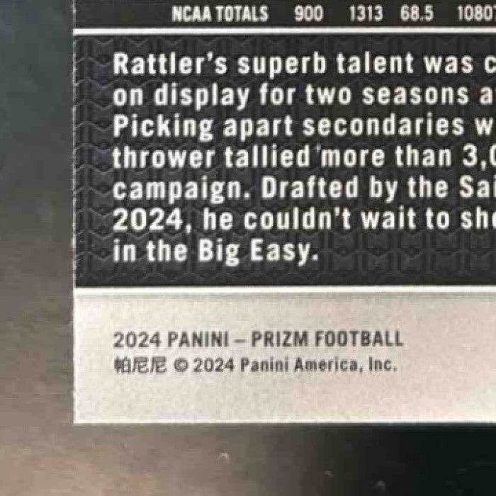 2024 Panini Prizm Spencer Rattler Silver #388 RC New Orleans Saints - Sports Cards