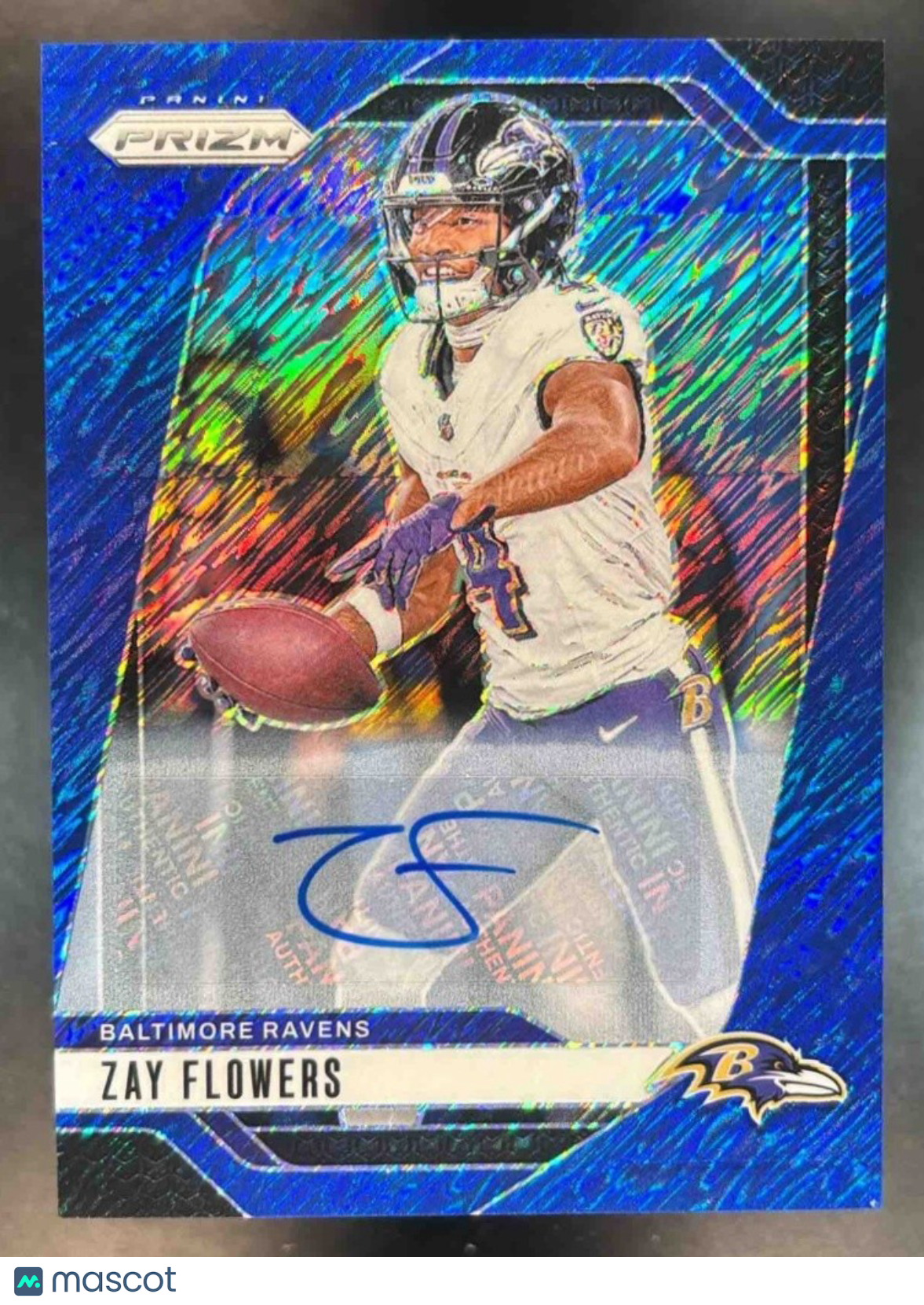 2024 Panini Prizm Zay Flowers Auto Blue Shimmer /25 #21 Baltimore Ravens - Sports Cards