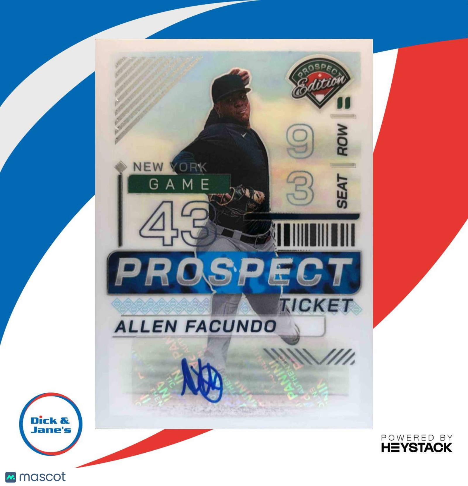 2024 Panini Prospect Edition Allen Facundo Holo Ticket Signatures #2 Yankees - Sports Cards