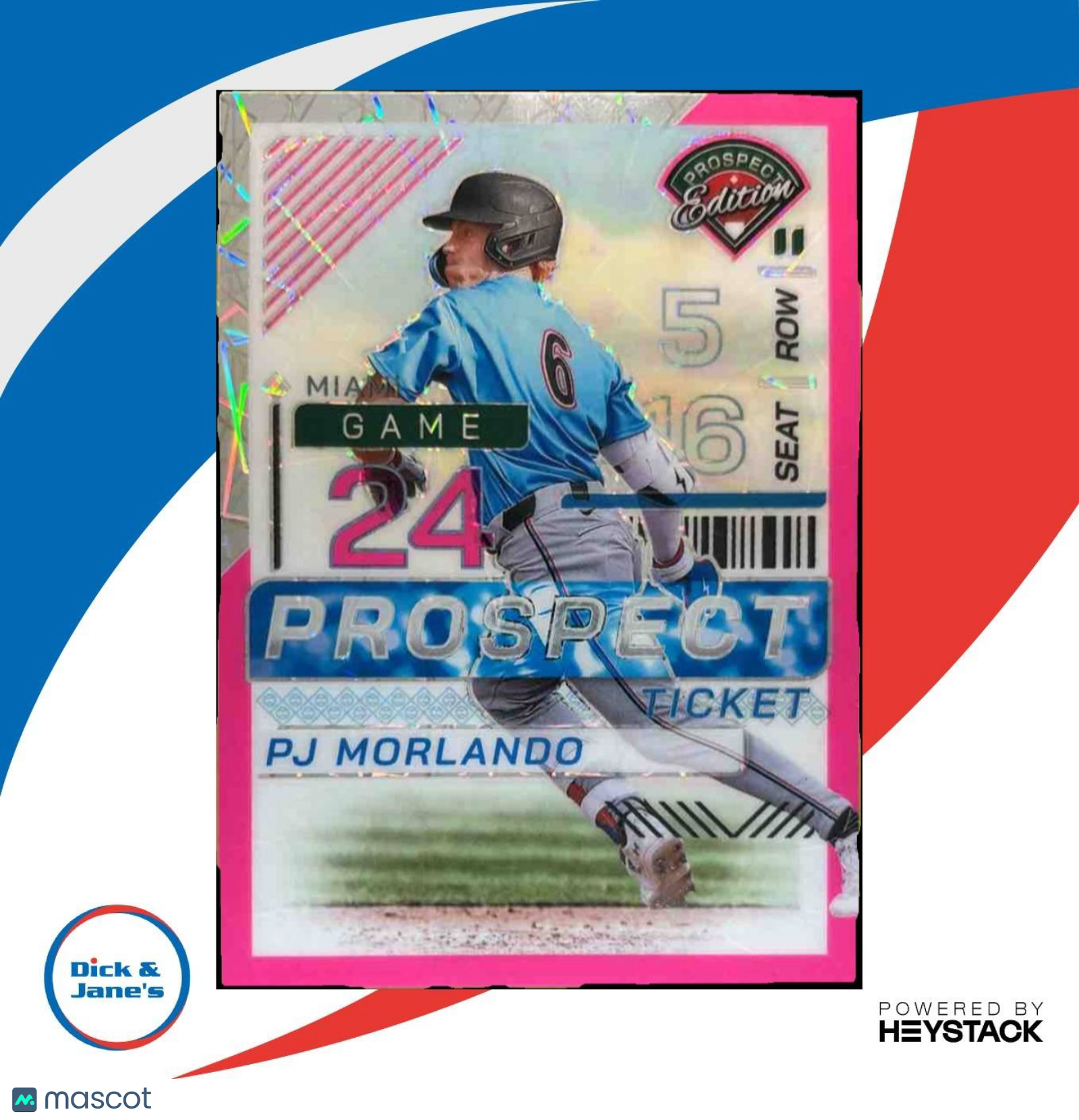 2024 Panini Prospect Edition PJ Morlando Holo Ticket Pink /79 #90 Miami Marlins - Sports Cards