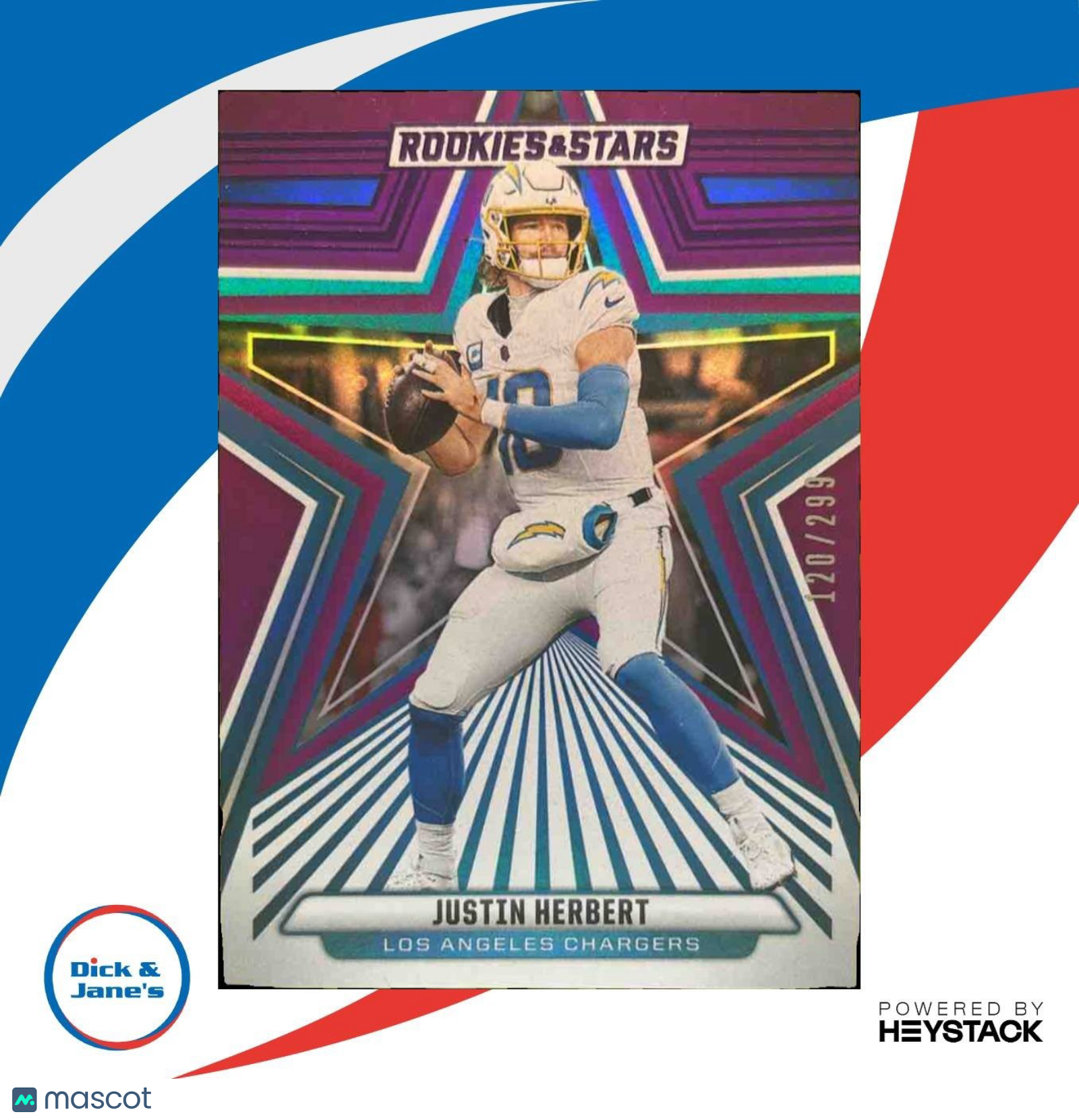 2024 Panini Rookies & Stars Justin Herbert Purple 120/299 #53 Chargers - Sports Cards