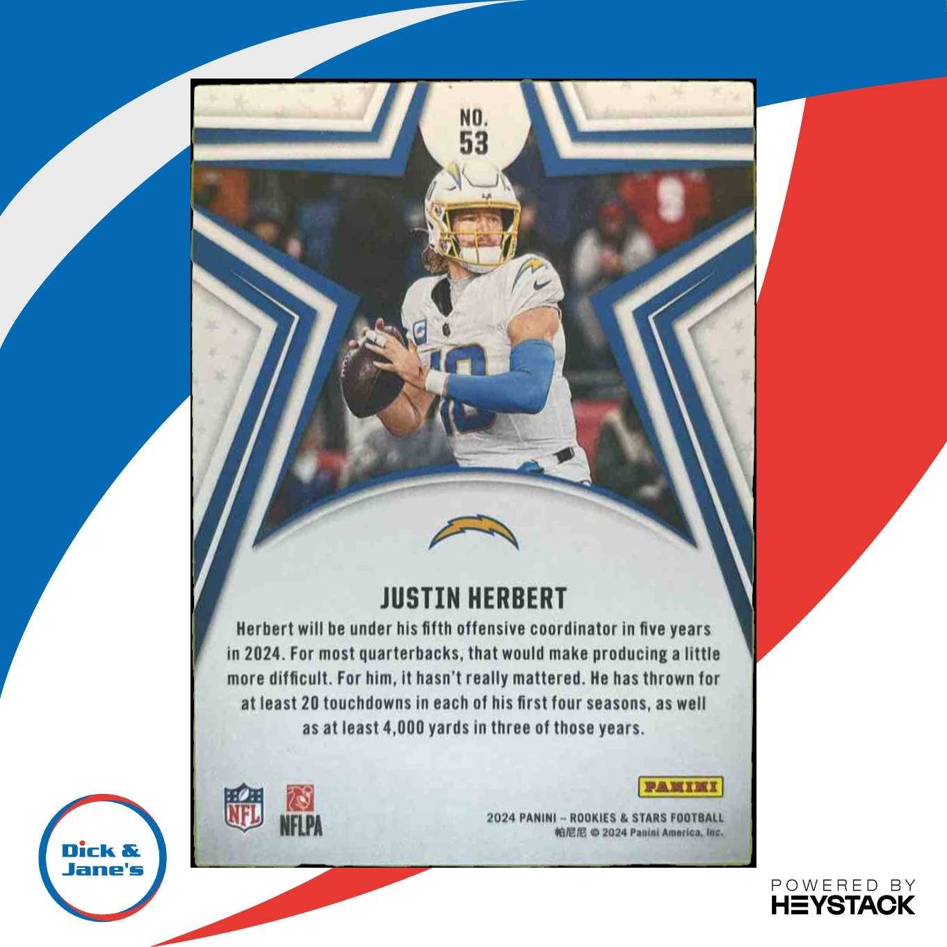 2024 Panini Rookies & Stars Justin Herbert Purple 120/299 #53 Chargers - Sports Cards