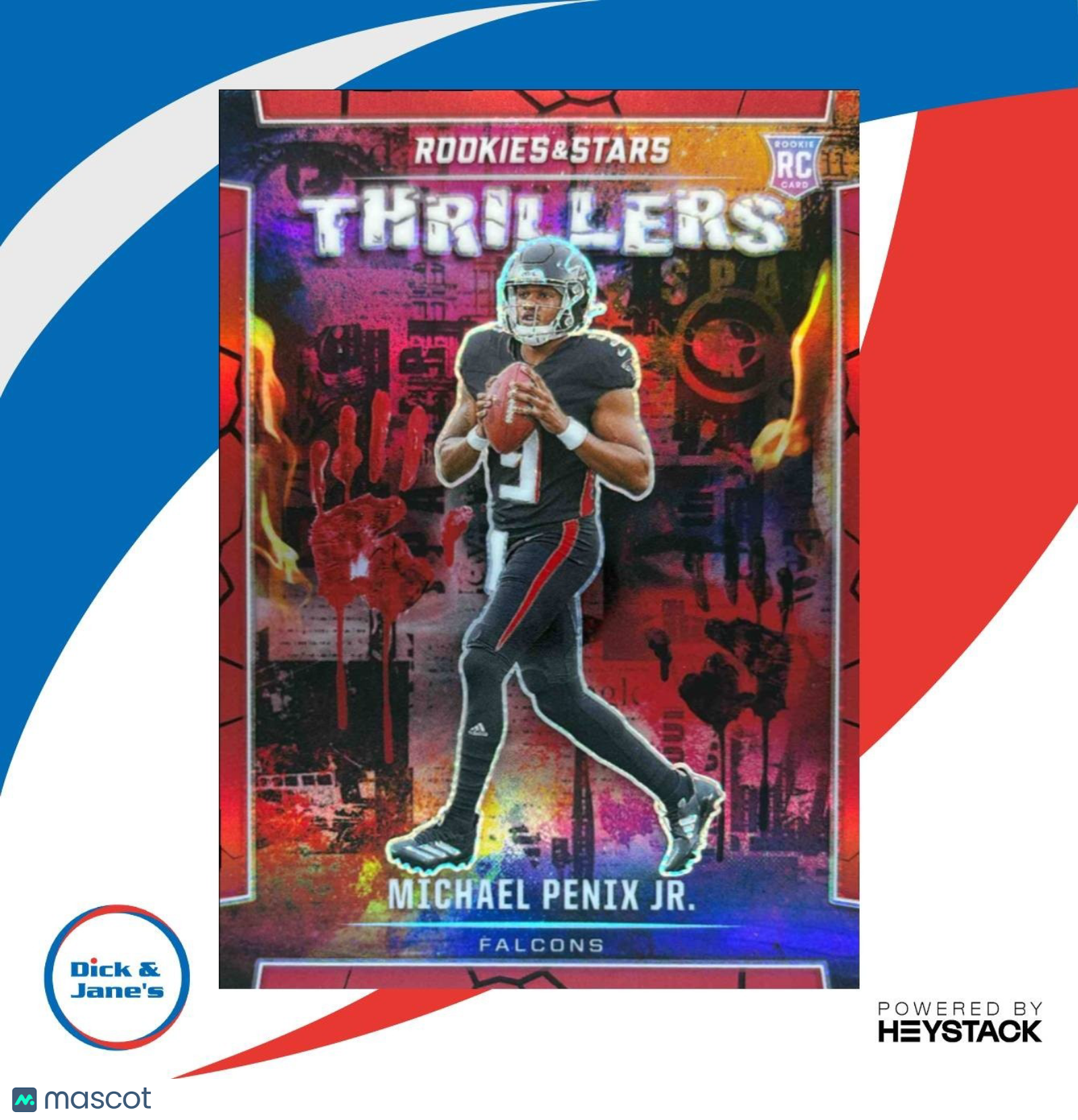 2024 Panini Rookies & Stars Michael Penix Jr. Thrillers Red 64/99 RC Falcons - Sports Cards