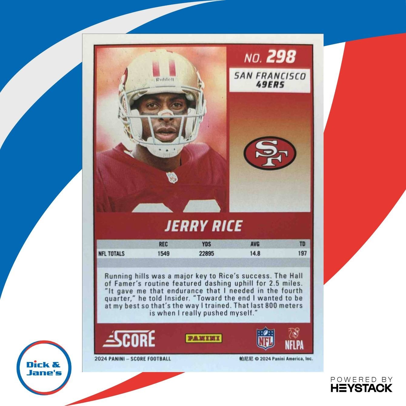 2024 Panini Score Jerry Rice Stars 64/399 #298 San Francisco 49ers - Sports Cards