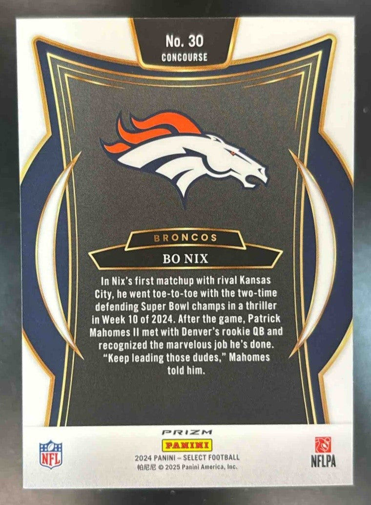 2024 Panini Select Bo Nix Red and Yellow Prizm Shock #30 RC Denver Broncos - Sports Cards