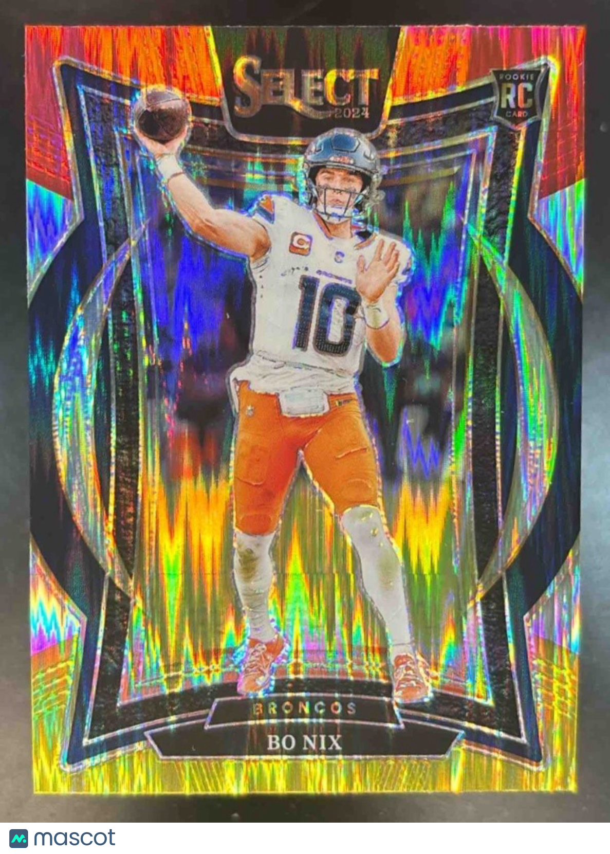 2024 Panini Select Bo Nix Red and Yellow Prizm Shock #30 RC Denver Broncos - Sports Cards