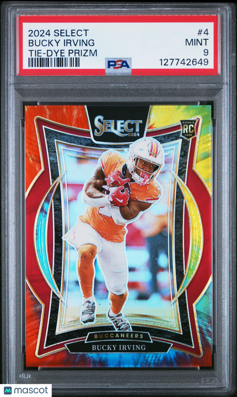 2024 Panini Select Bucky Irving Tie Dye Prizm /25 Rookie PSA 9 MINT Buccaneers - Graded Sports Cards