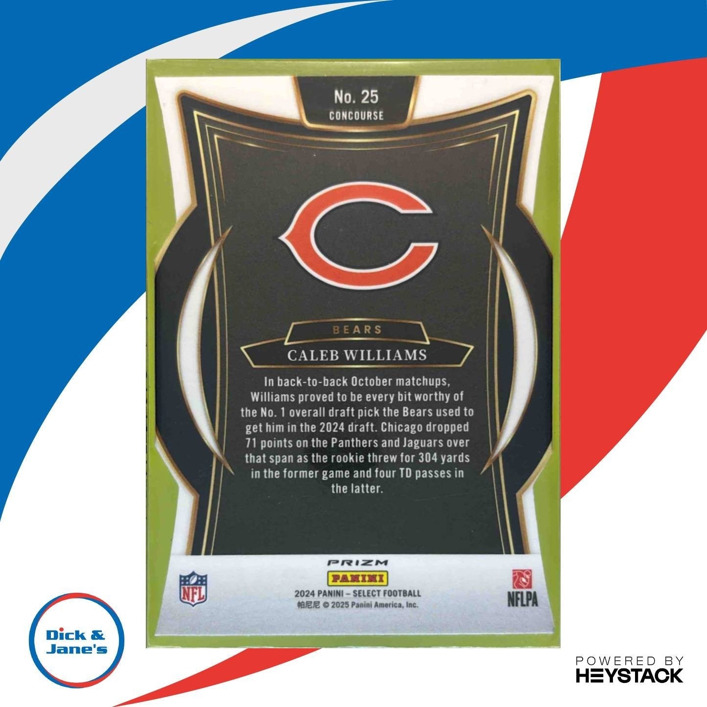 2024 Panini Select Caleb Williams Concourse Silver Prizm #25 RC Chicago Bears - Sports Cards