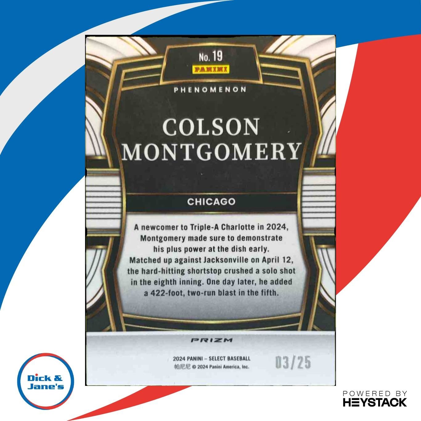 2024 Panini Select Colson Montgomery Tie Dye Prizms 3/25 #19 Chicago White Sox - Sports Cards