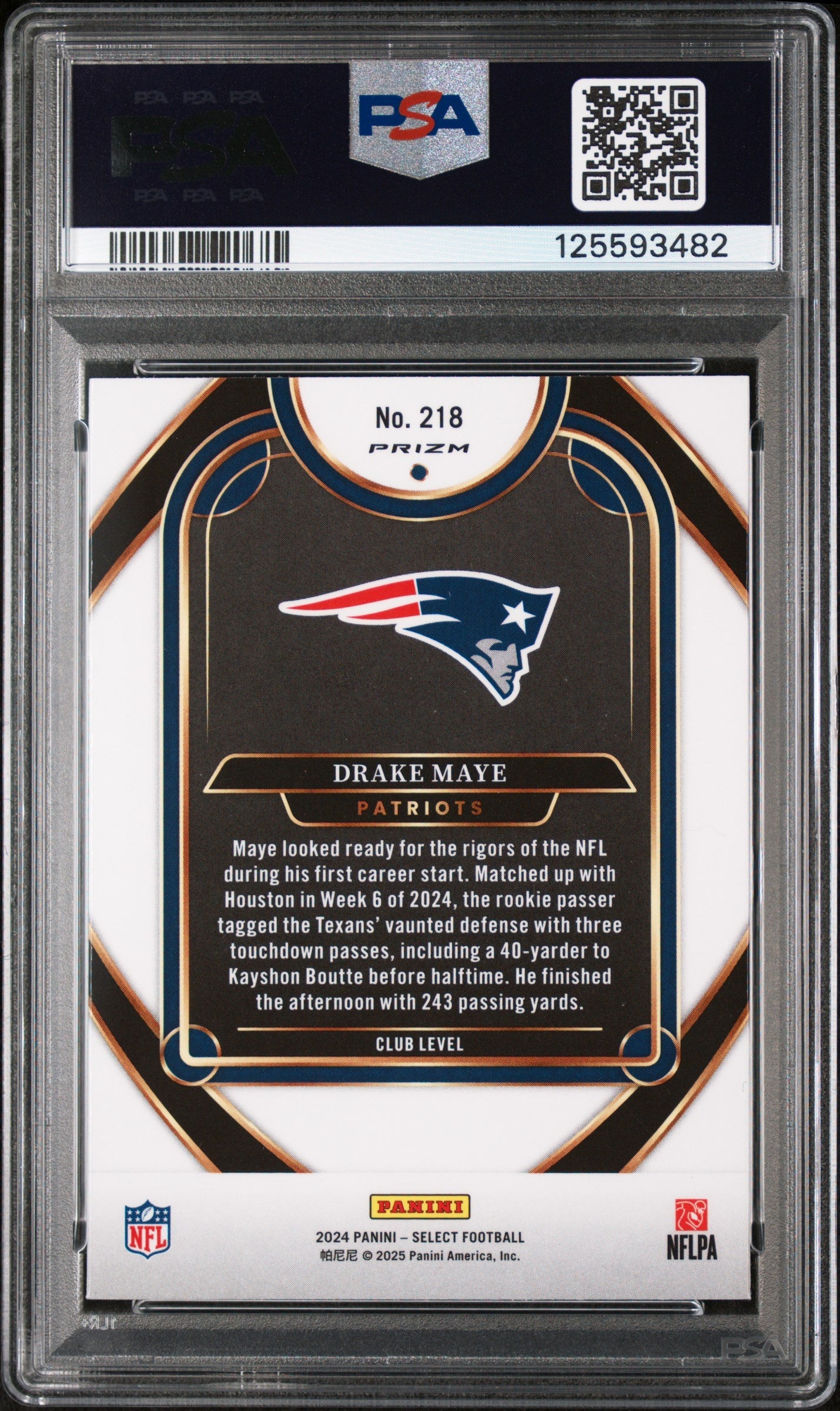 2024 Panini Select Drake Maye Red & Blue Shock #218 PSA 10 - Graded Sports Cards