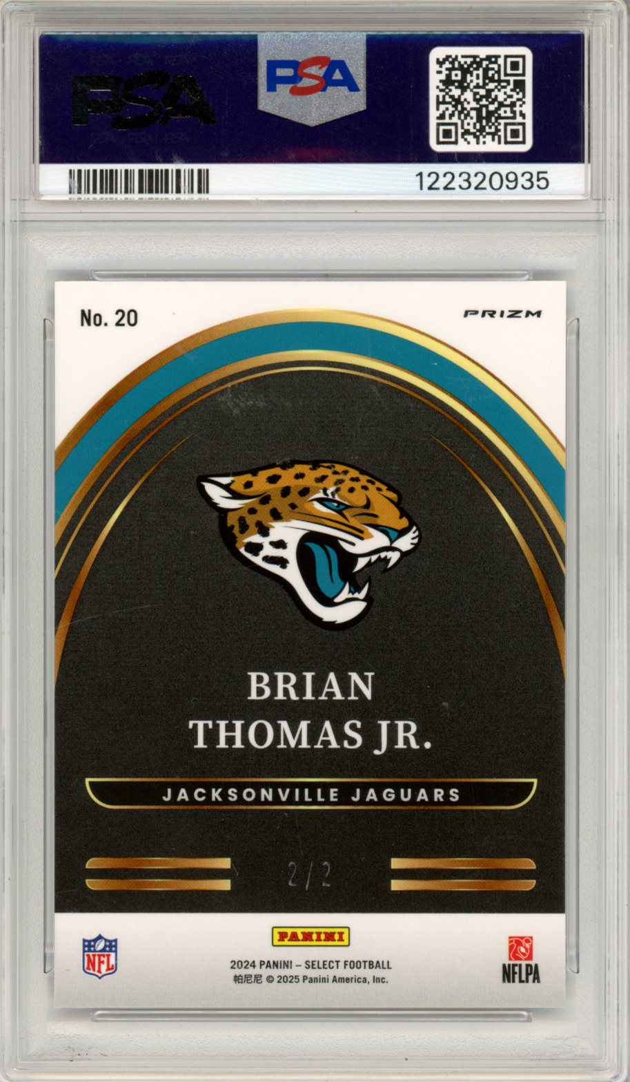2024 Panini Select Select Future Brian Thomas JR. FTR G&B Snakeskin #20 PSA 9 /2 - Graded Sports Cards