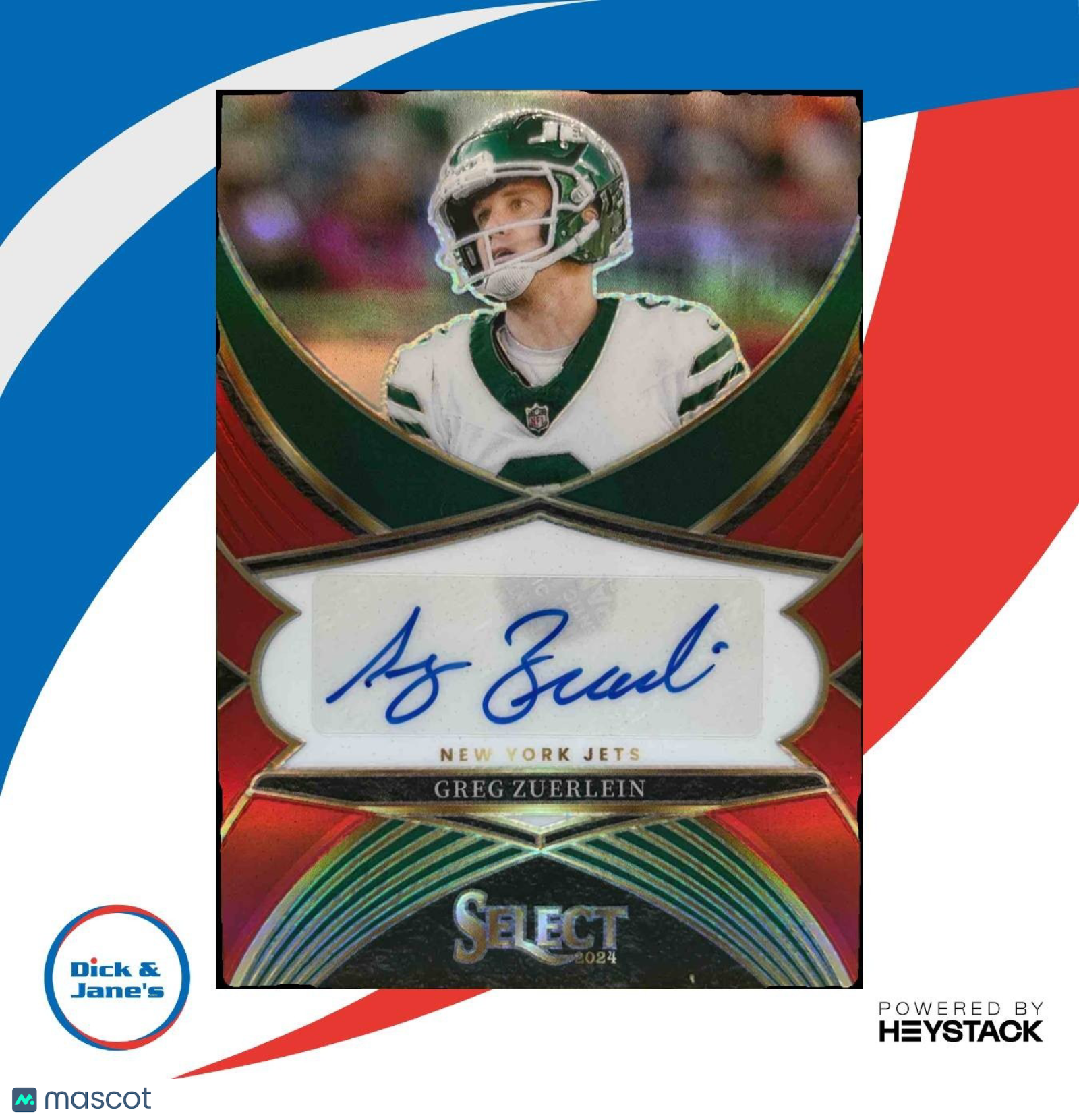 2024 Panini Select Greg Zuerlein Signatures Red Prizm /75 Auto New York Jets - Sports Cards