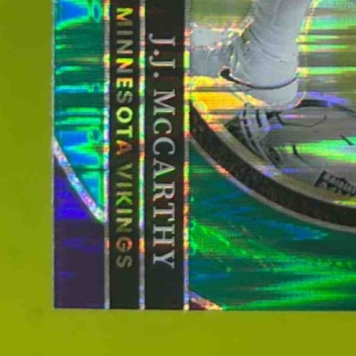 2024 Panini Select J.J. McCarthy Green and Yellow Prizm Shock #246 RC Vikings - Sports Cards