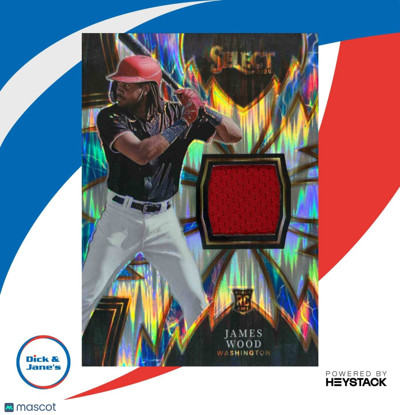 2024 Panini Select James Wood Sparks Relics #SPK-JW MEM Washington Nationals - Sports Cards