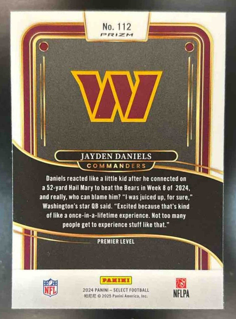 2024 Panini Select Jayden Daniels Black and Red Shock #112 RC Commanders - Sports Cards