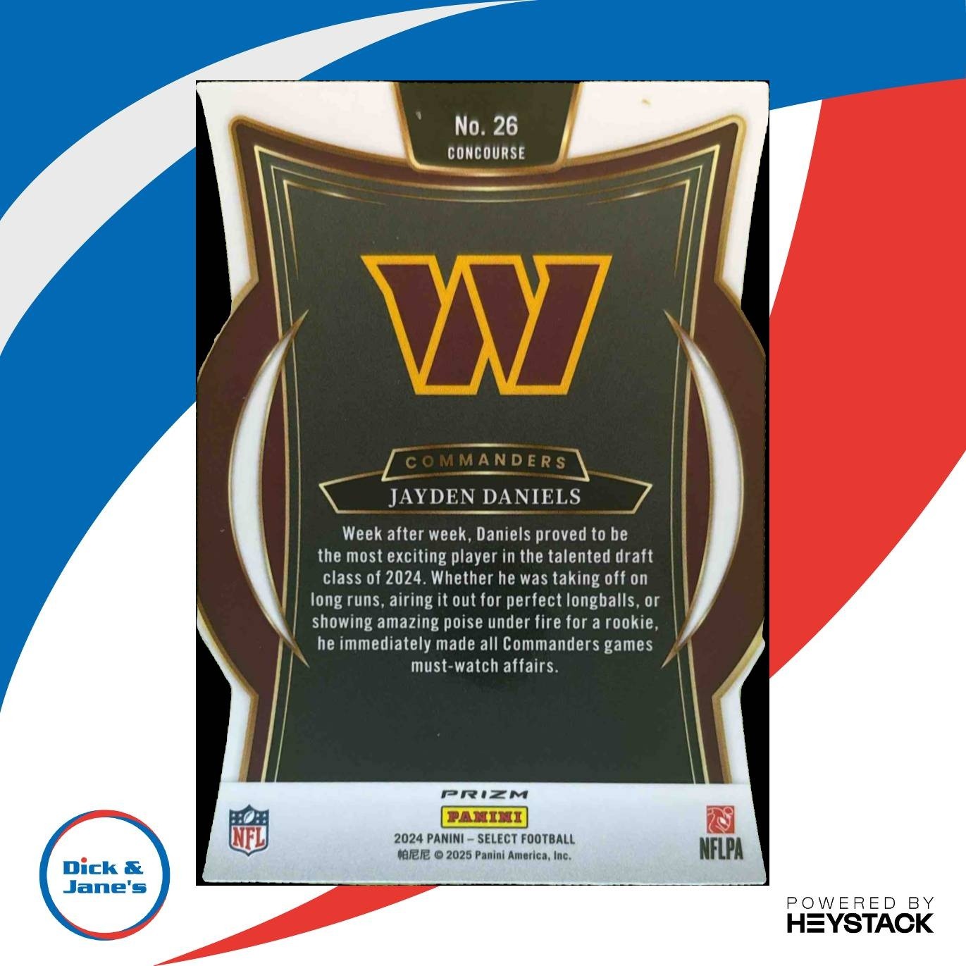 2024 Panini Select Jayden Daniels Silver Prizm Die-Cut #26 RC Commanders - Sports Cards