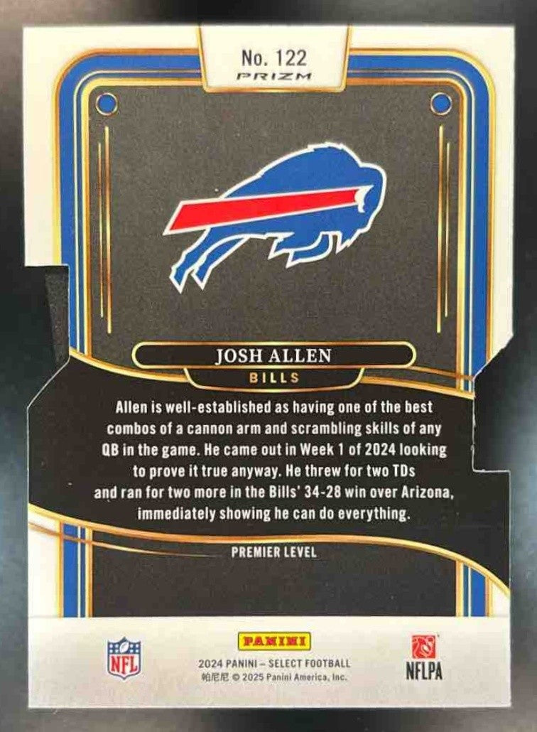 2024 Panini Select Josh Allen Premier Silver Prizm Die-Cut #122 Buffalo Bills - Sports Cards