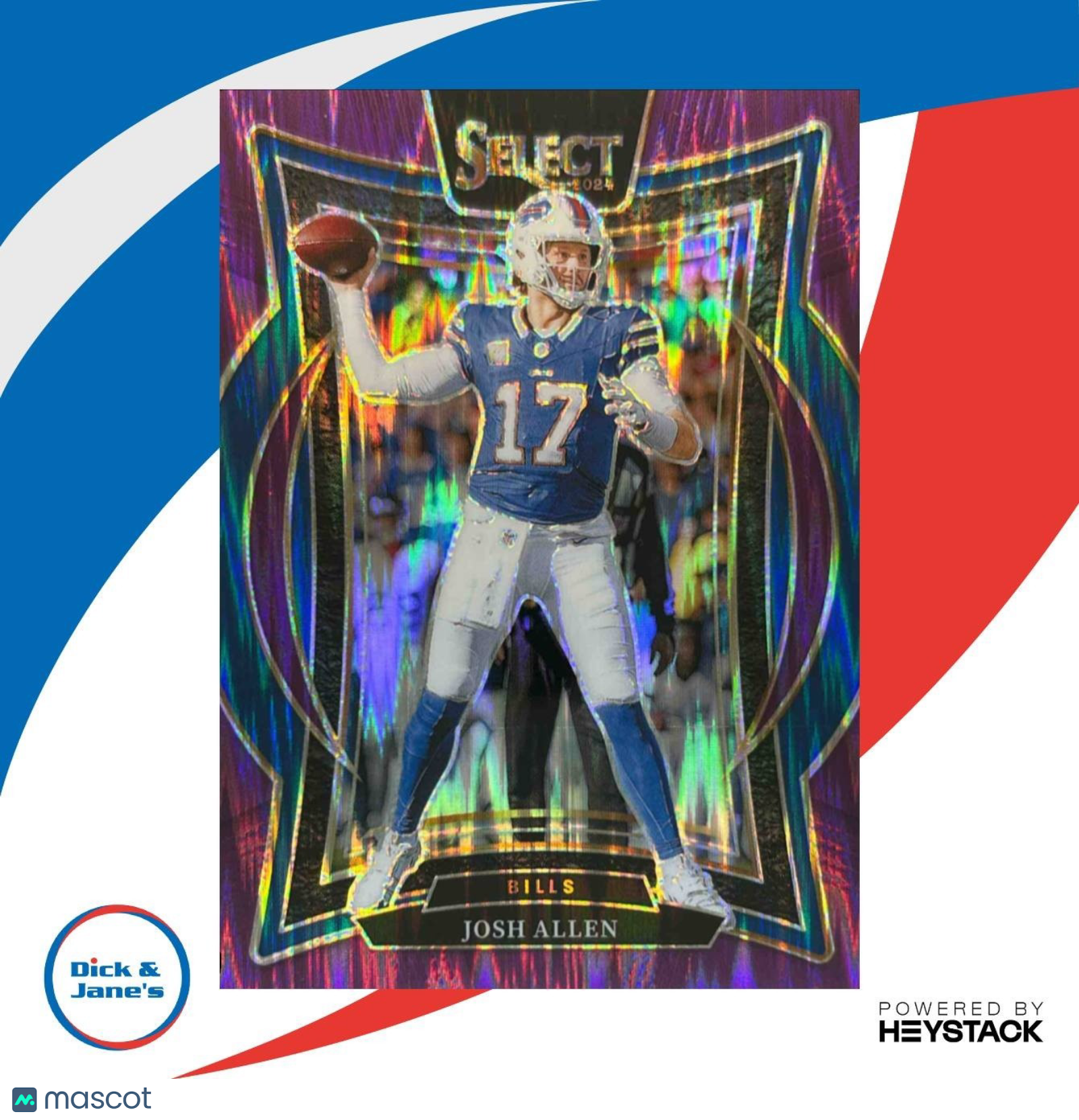 2024 Panini Select Josh Allen Purple Prizm Shock /360 #34 Buffalo Bills - Sports Cards