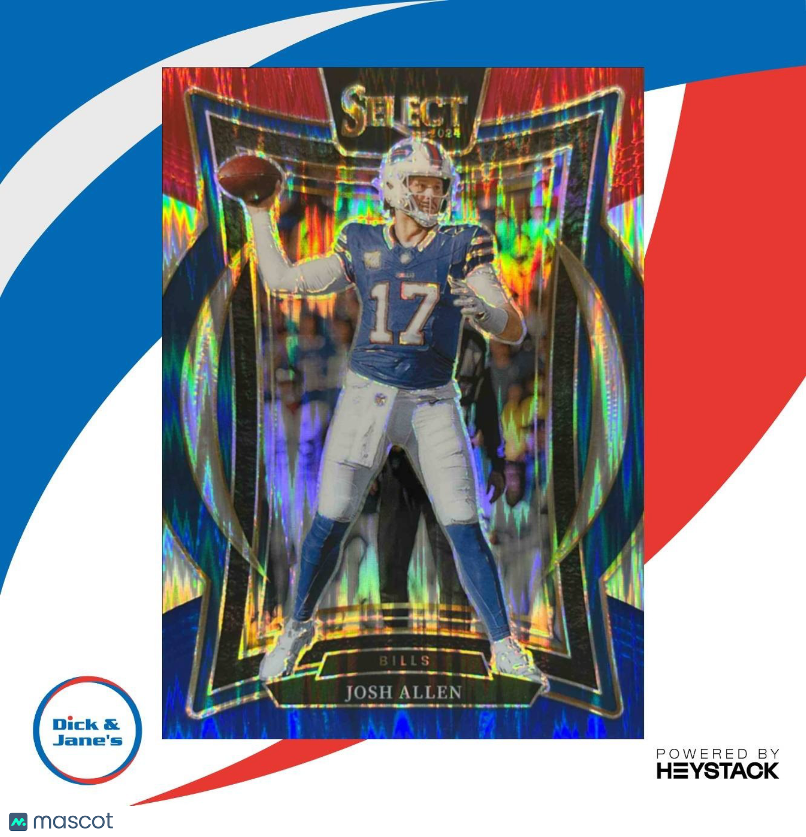 2024 Panini Select Josh Allen Red and Blue Prizm Shock #34 Buffalo Bills - Sports Cards