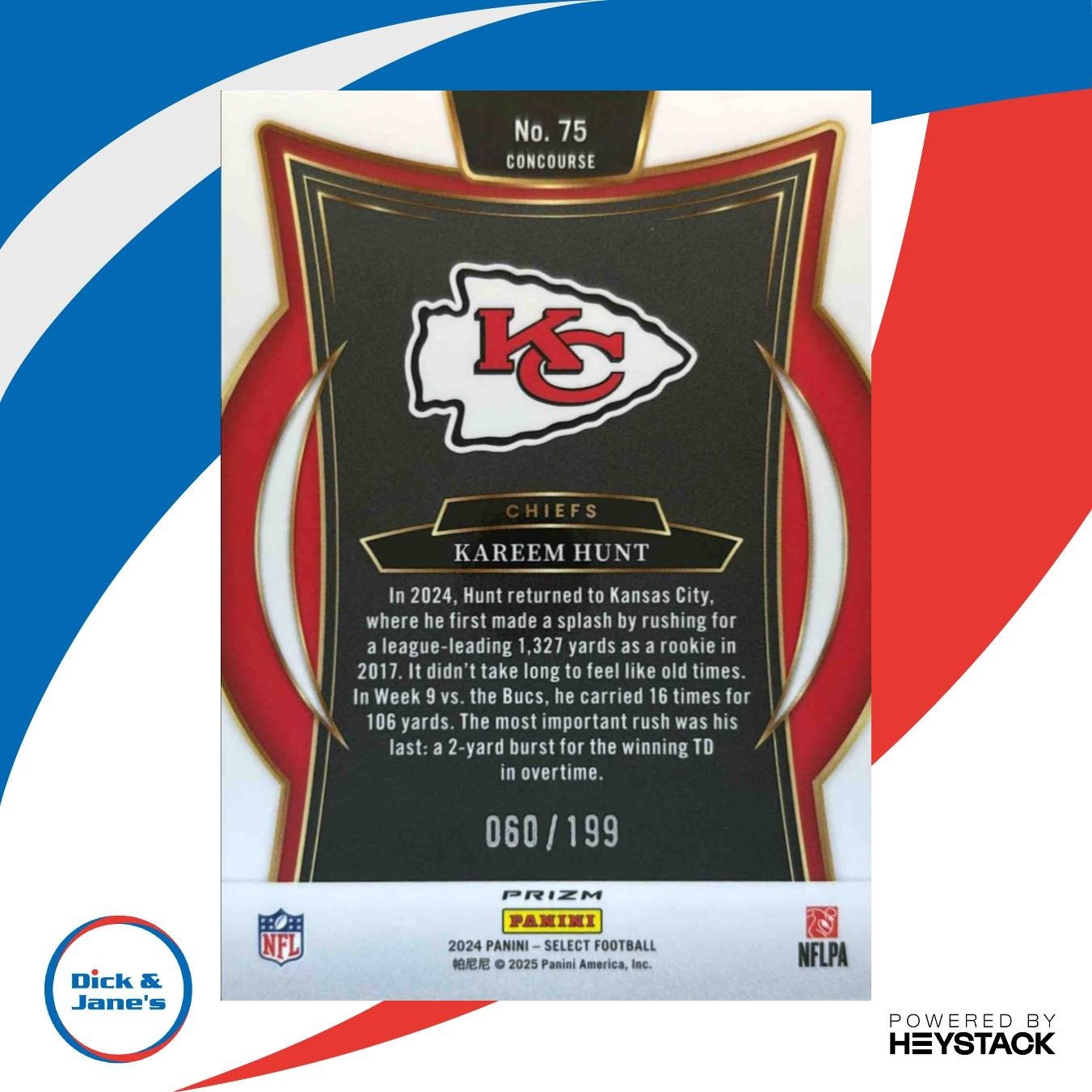 2024 Panini Select Kareem Hunt Concourse White Prizm Shock /199 #75 Chiefs - Sports Cards