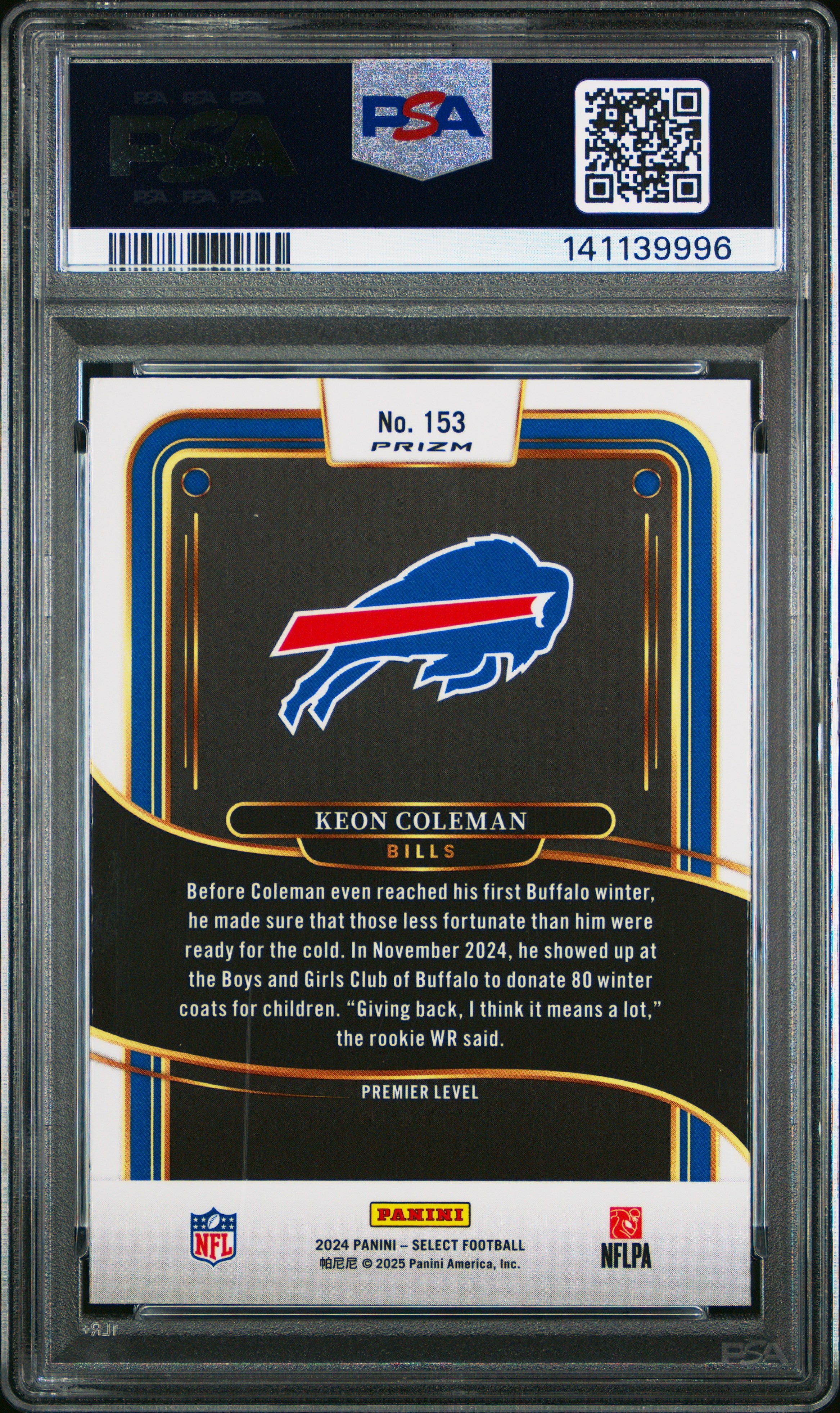 2024 Panini Select Keon Coleman Zebra Shock Rookie #153 PSA 9 MINT Buffalo Bills - Graded Sports Cards