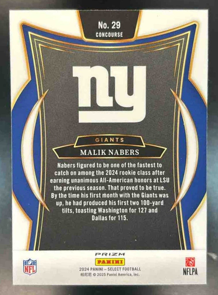 2024 Panini Select Malik Nabers Black and Red Prizm #29 RC Giants - Sports Cards