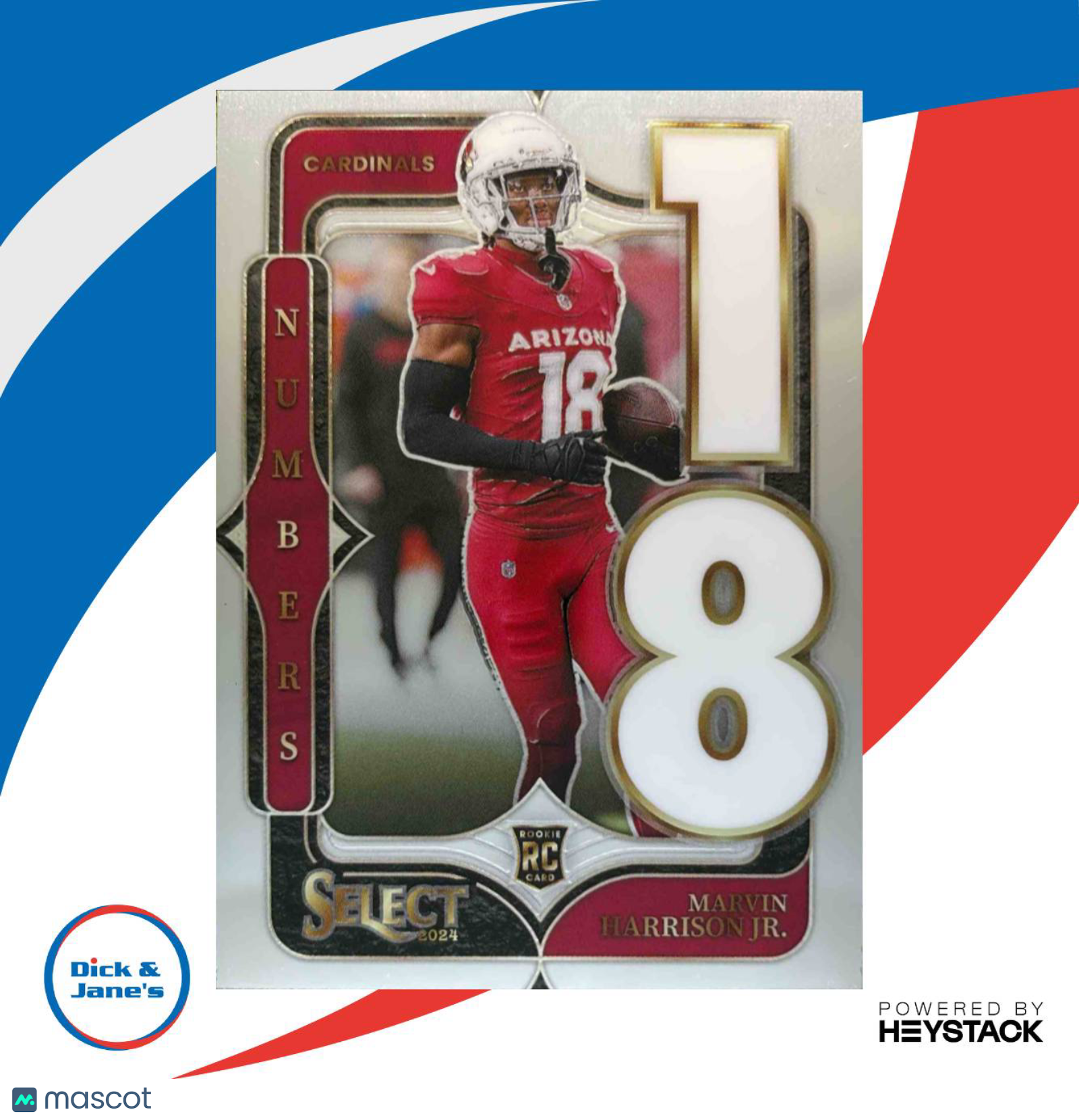 2024 Panini Select Marvin Harrison Jr. Numbers #4 RC Arizona Cardinals - Sports Cards