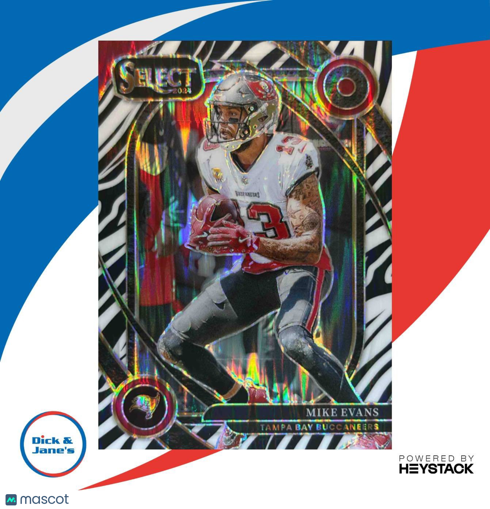 2024 Panini Select Mike Evans Club Zebra Prizm #283 Tampa Bay Buccaneers - Sports Cards