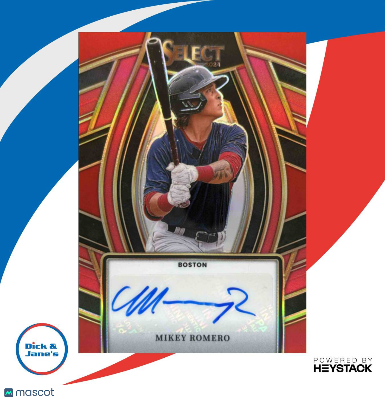 2024 Panini Select Mikey Romero Signature Selections Red /99 Auto Boston Sox - Sports Cards