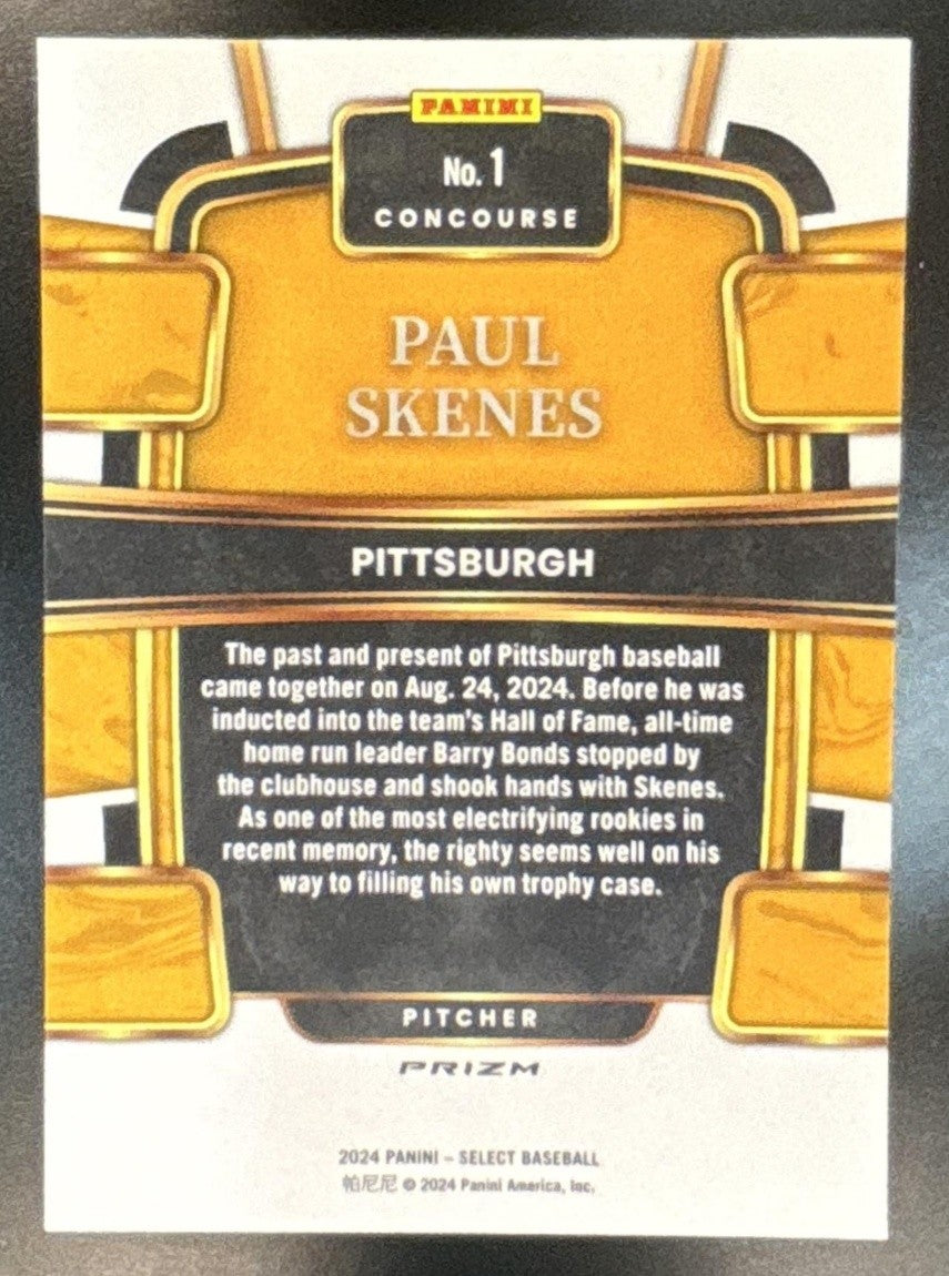 2024 Panini Select Paul Skenes Concourse Green Flash #1 RC Pittsburgh Pirates - Sports Cards
