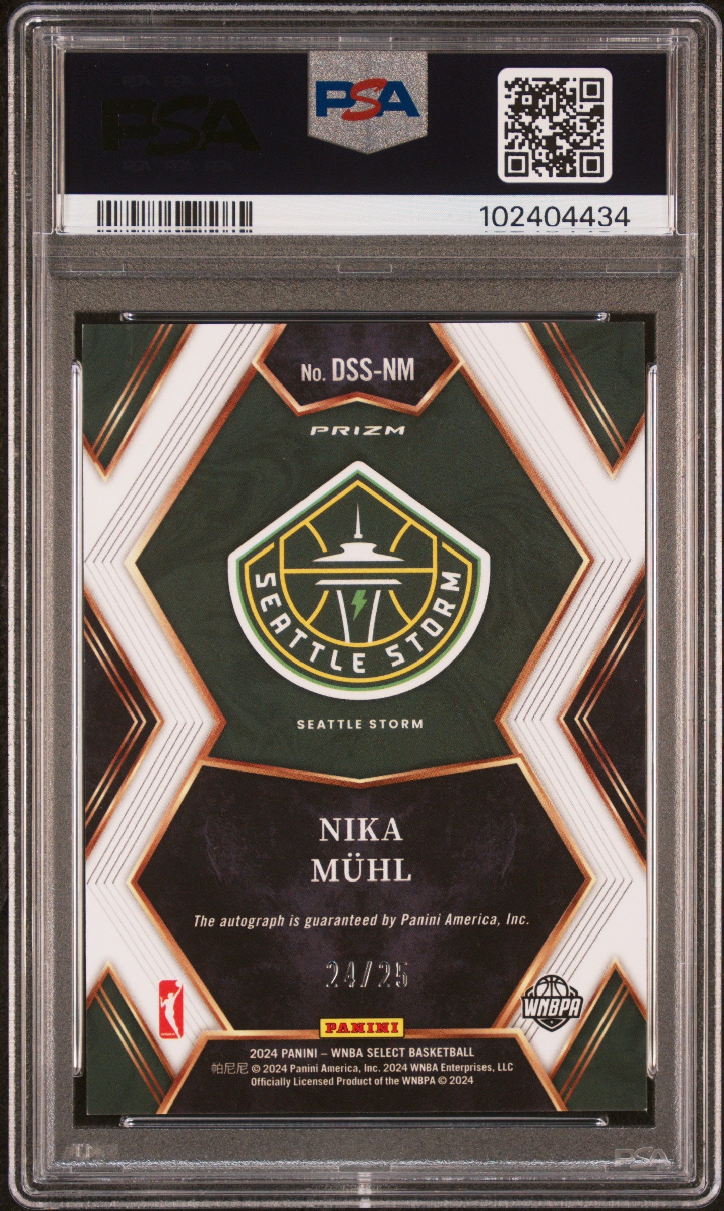 2024 Panini Select WNBA Draft Selections Signatures Nika Muhl Tie Dye PRZ PSA 8 - Graded Sports Cards