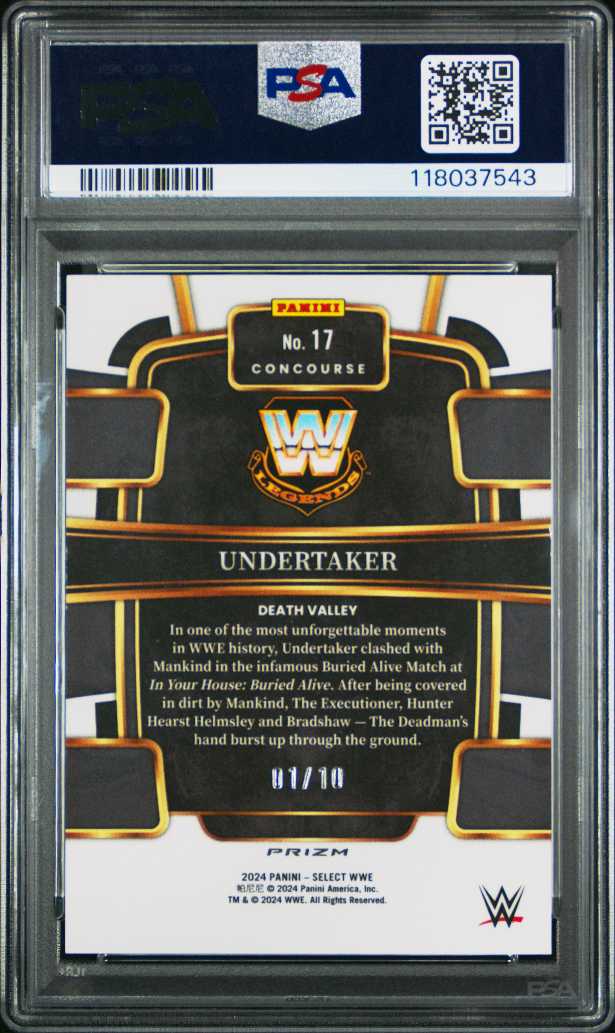 2024 Panini Select WWE Undertaker Gold Wave #17 PSA 10 - Graded Sports Cards
