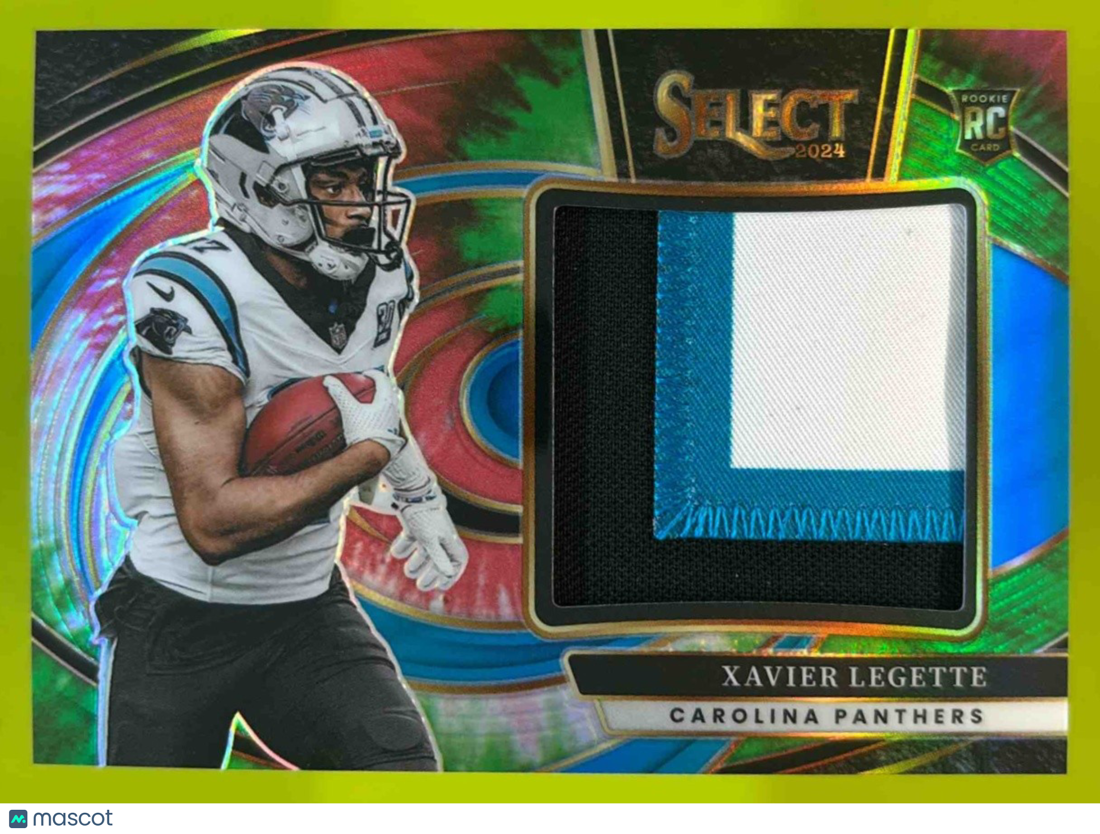 2024 Panini Select Xavier Legette Jumbo Rookie Swatch Tie-Dye /25 RC Panthers - Sports Cards