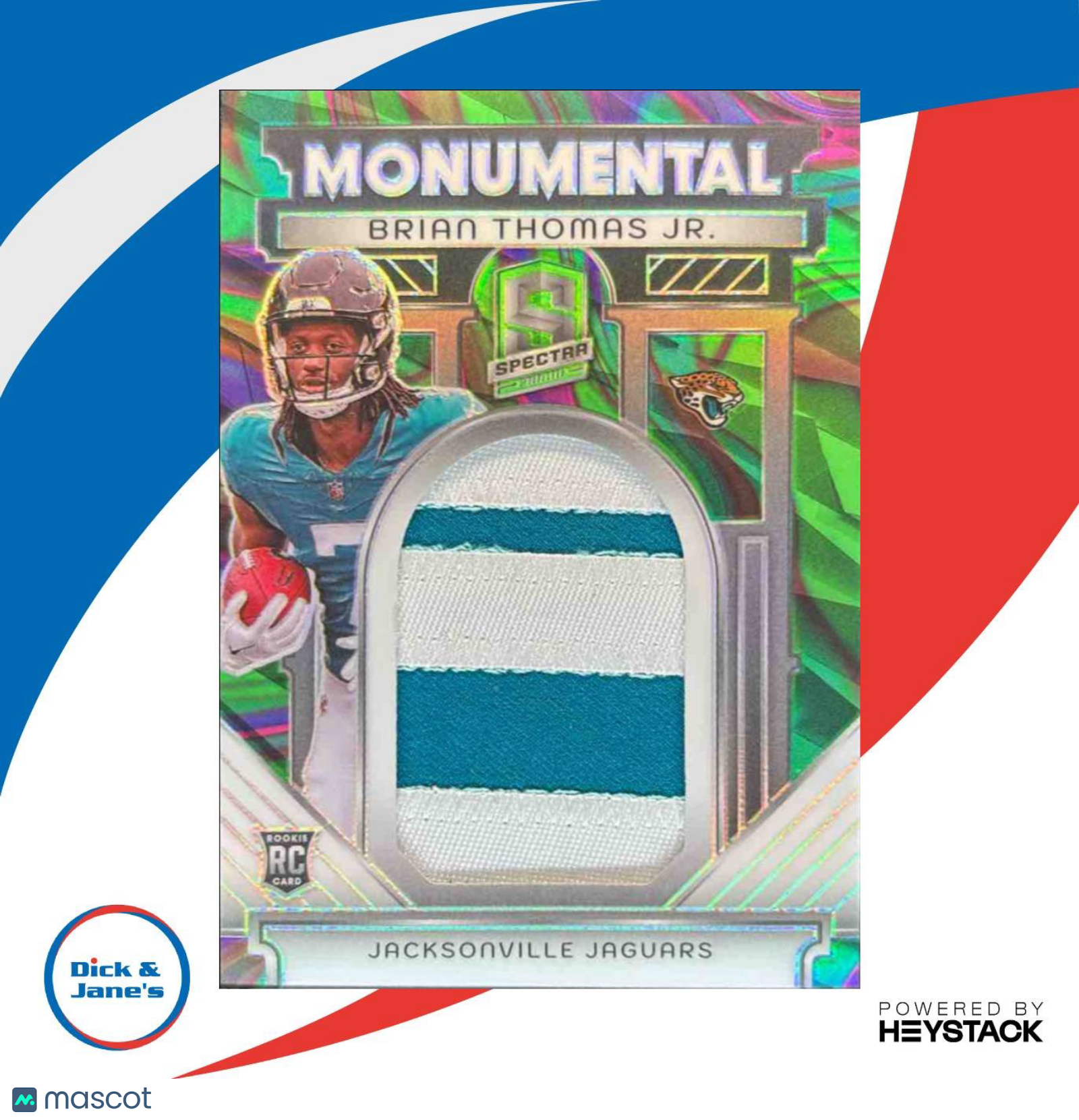 2024 Panini Spectra Brian Thomas Jr Monumental Memorabilia Marble Neon /4 Jaguar - Sports Cards