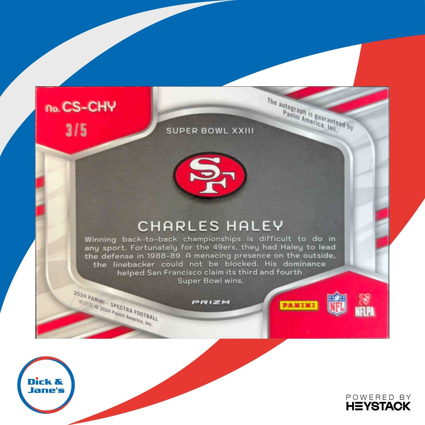 2024 Panini Spectra Charles Haley Champion Signatures Psychedelic 3/5 Auto 49ers - Sports Cards