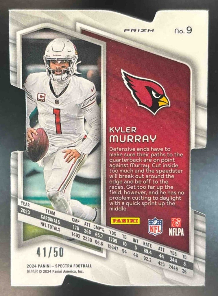 2024 Panini Spectra Kyler Murray Neon Blue Die-Cut /50 #9 Arizona Cardinals - Sports Cards