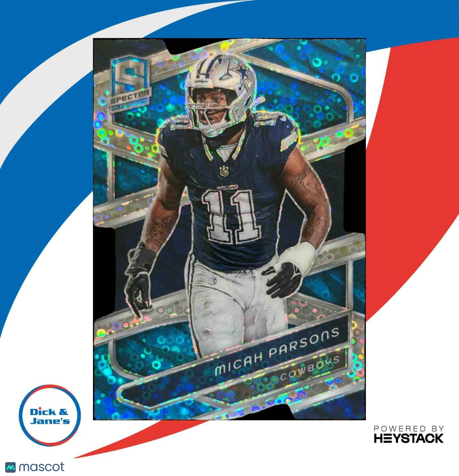 2024 Panini Spectra Micah Parsons Neon Blue Die-Cut 31/50 #34 Dallas Cowboys - Sports Cards