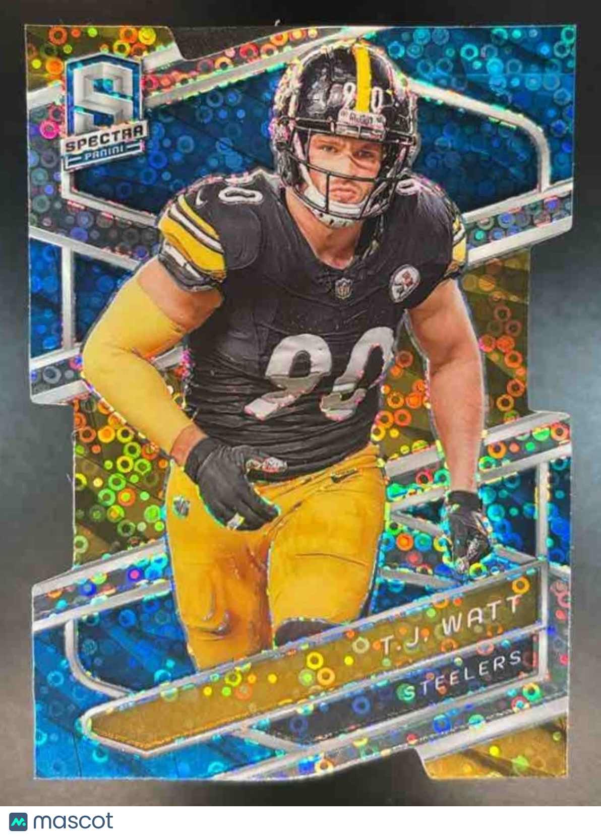 2024 Panini Spectra T.J. Watt Neon Blue Die-Cut /50 #87 Pittsburgh Steelers - Sports Cards